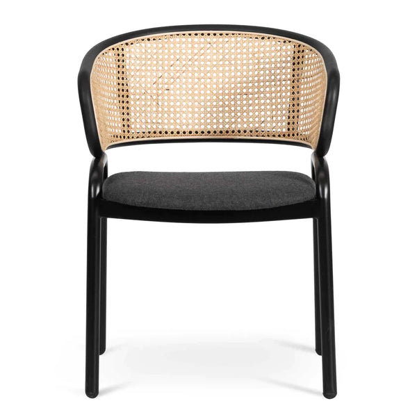 Calibre CDC6638-SD Fabric Dining Chair - Grey with Rattan Back