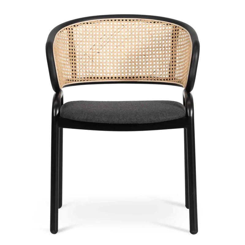 Calibre CDC6638-SD Fabric Dining Chair - Grey with Rattan Back