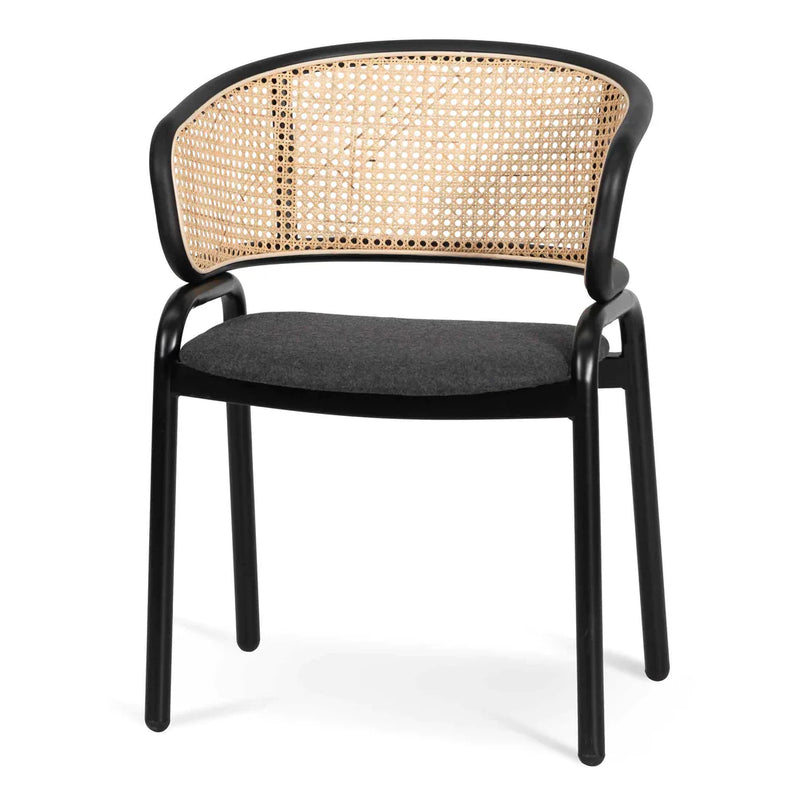 Calibre CDC6638-SD Fabric Dining Chair - Grey with Rattan Back