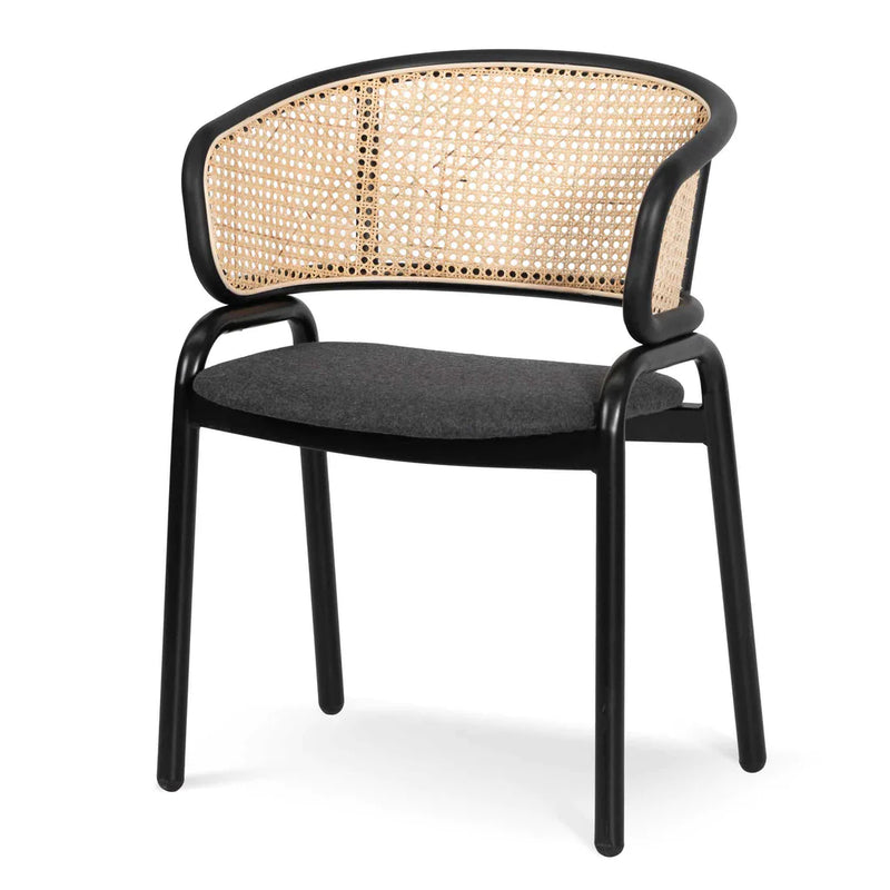 Calibre CDC6638-SD Fabric Dining Chair - Grey with Rattan Back