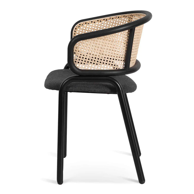 Calibre CDC6638-SD Fabric Dining Chair - Grey with Rattan Back