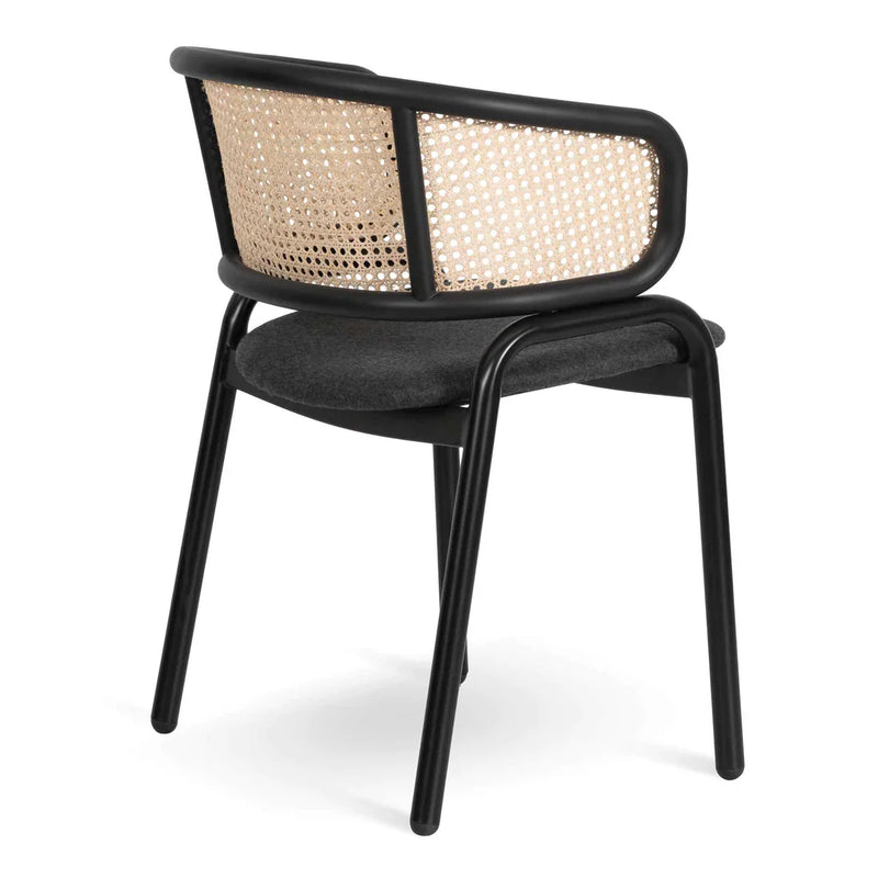 Calibre CDC6638-SD Fabric Dining Chair - Grey with Rattan Back