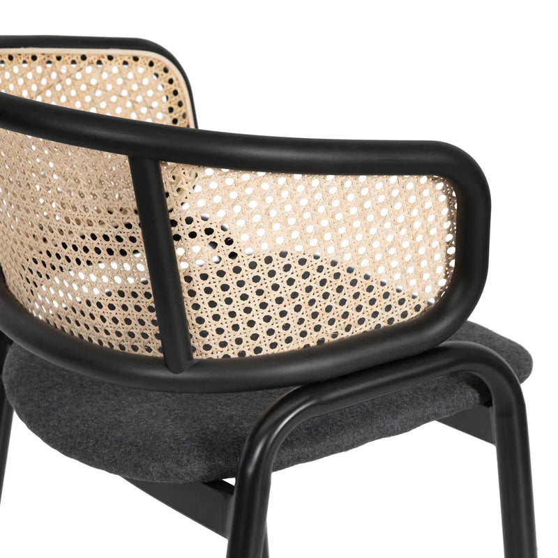 Calibre CDC6638-SD Fabric Dining Chair - Grey with Rattan Back