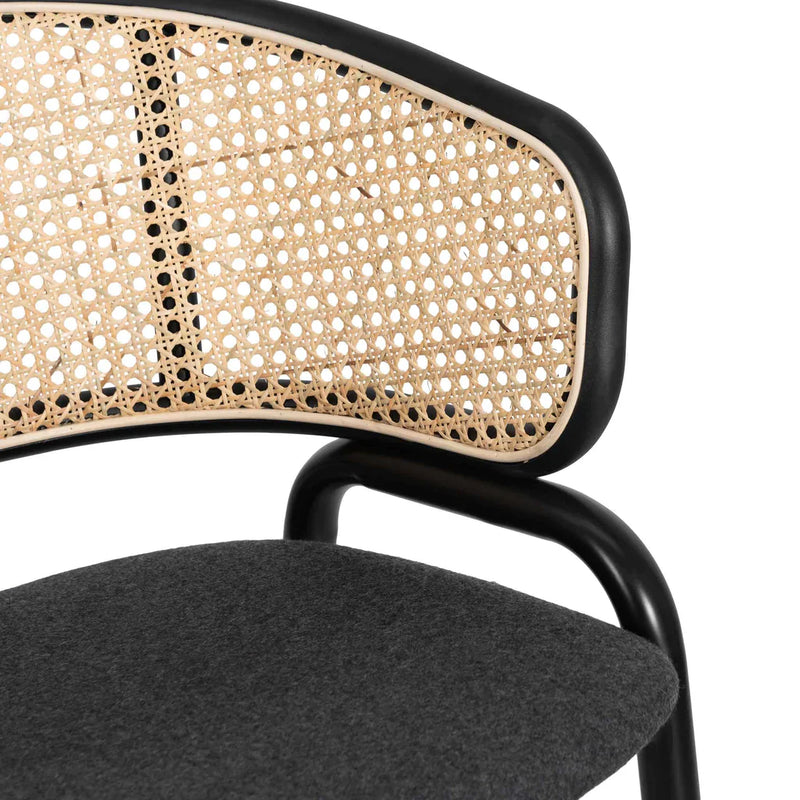 Calibre CDC6638-SD Fabric Dining Chair - Grey with Rattan Back