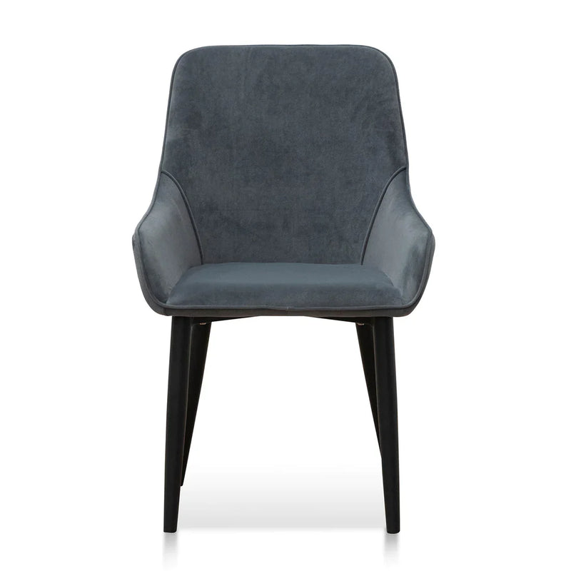 Calibre CDC6676-ST Fabric Dining Chair - Grey Velvet in Black Legs
