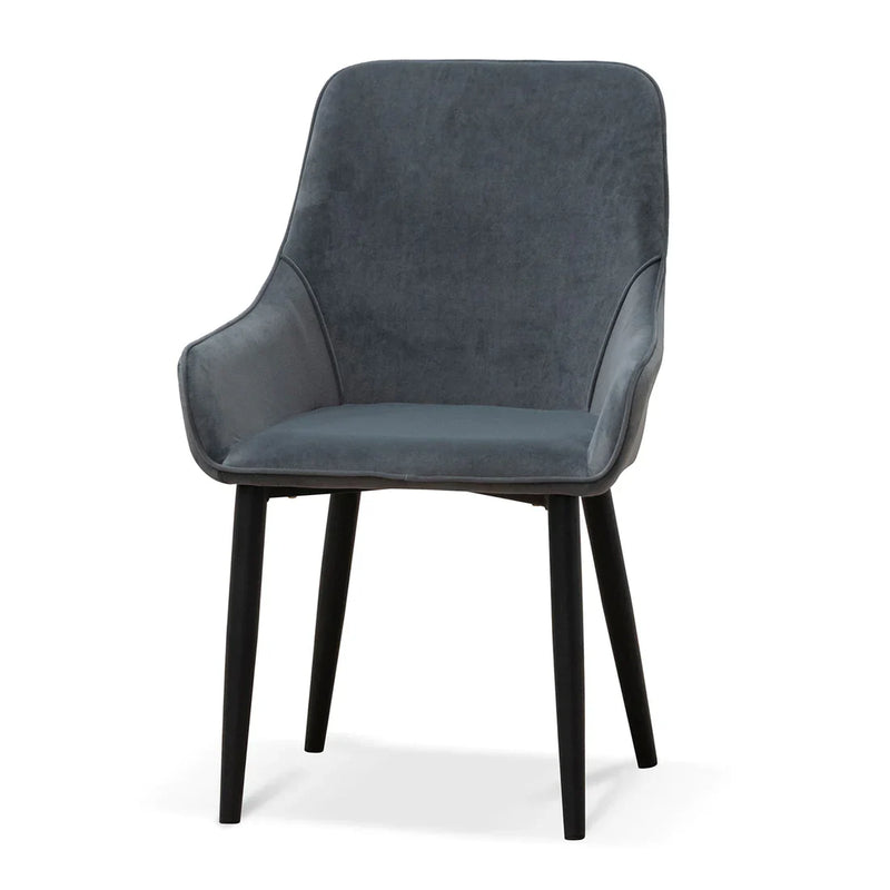 Calibre CDC6676-ST Fabric Dining Chair - Grey Velvet in Black Legs