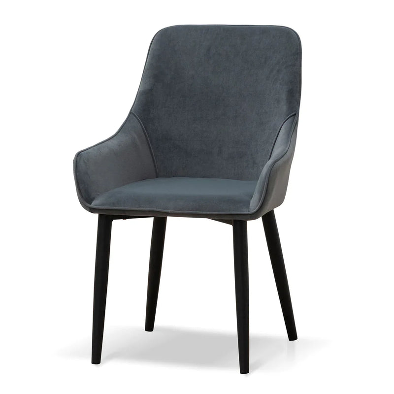 Calibre CDC6676-ST Fabric Dining Chair - Grey Velvet in Black Legs