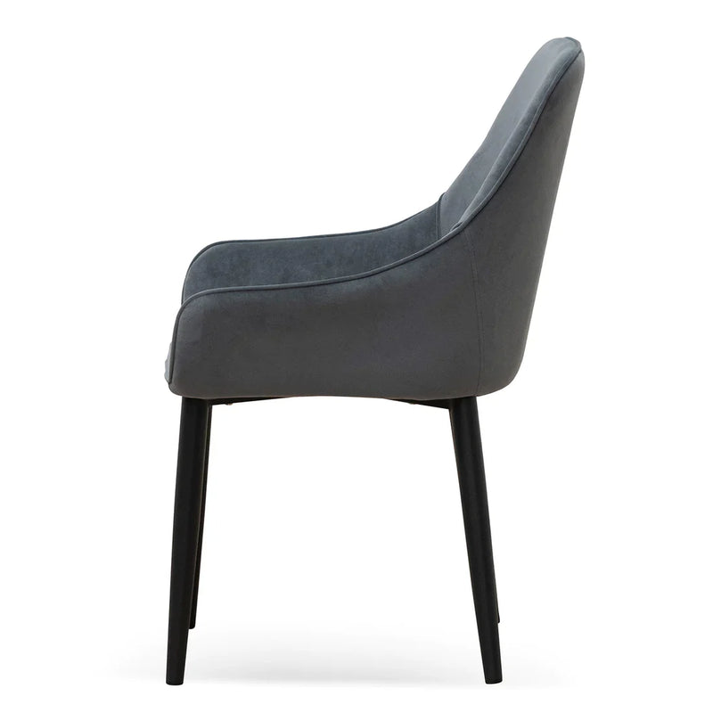 Calibre CDC6676-ST Fabric Dining Chair - Grey Velvet in Black Legs