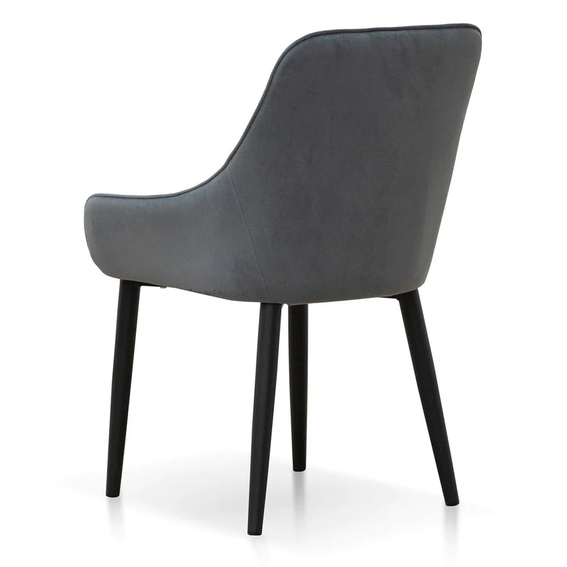 Calibre CDC6676-ST Fabric Dining Chair - Grey Velvet in Black Legs