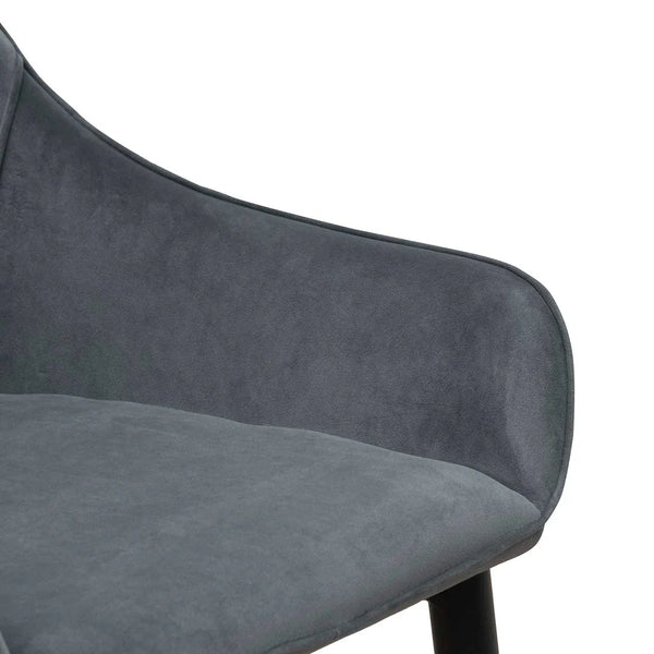 Calibre CDC6676-ST Fabric Dining Chair - Grey Velvet in Black Legs