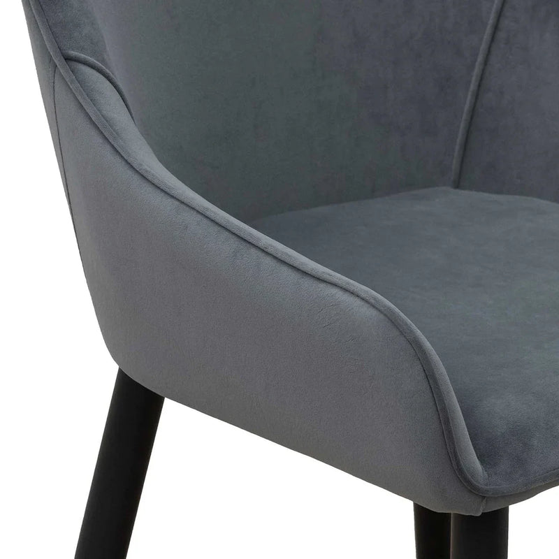 Calibre CDC6676-ST Fabric Dining Chair - Grey Velvet in Black Legs