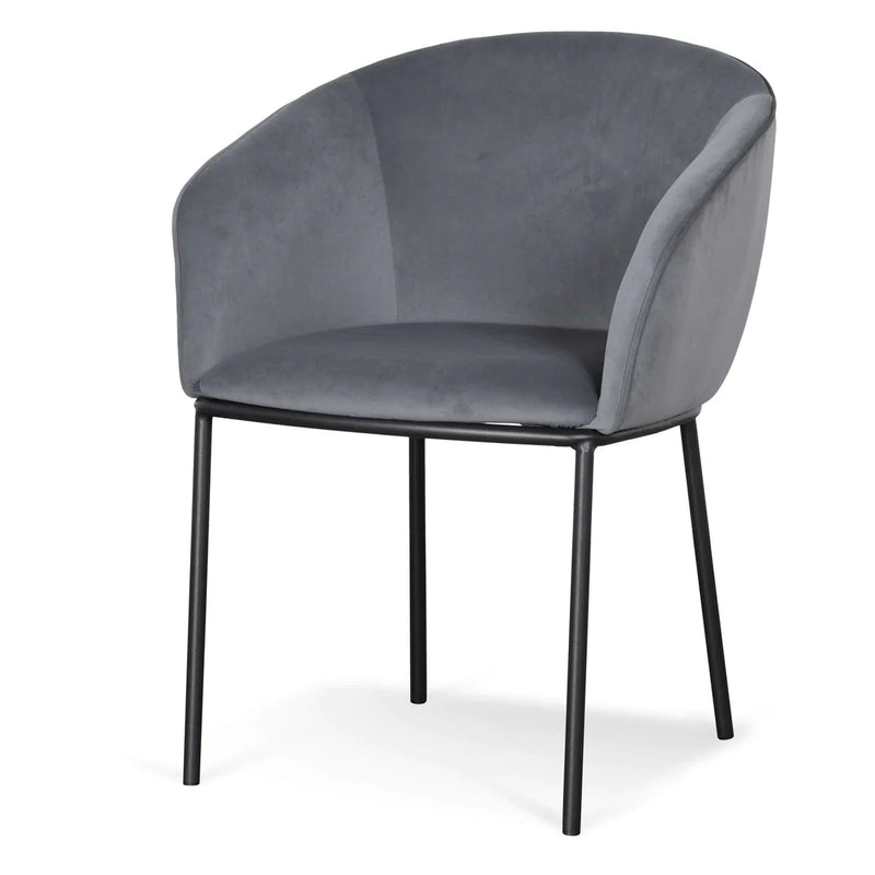 Calibre CDC6677-ST Dining Chair - Grey Velvet in Black Legs
