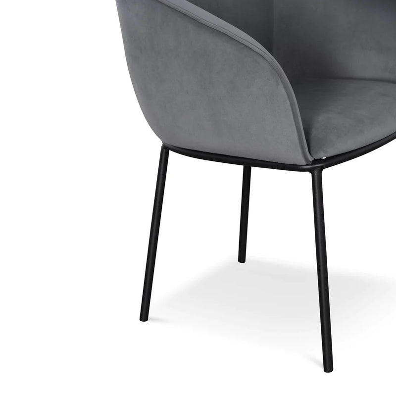 Calibre CDC6677-ST Dining Chair - Grey Velvet in Black Legs