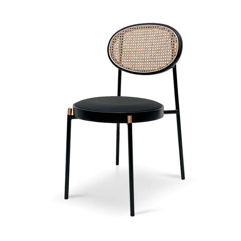 Calibre CDC6885-SD Fabric Natural Rattan Dining Chair - Black