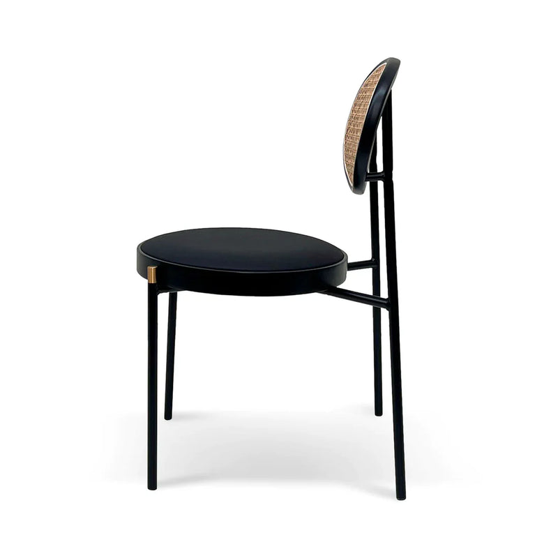 Calibre CDC6885-SD Fabric Natural Rattan Dining Chair - Black