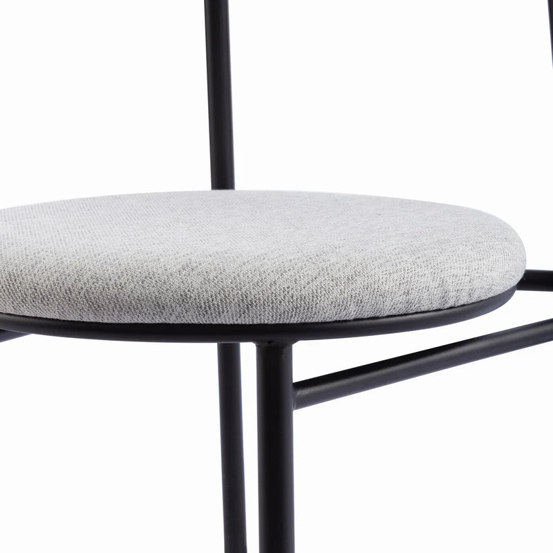 Calibre CDC6886-SD Fabric Dining Chair - Silver Grey with Black Legs