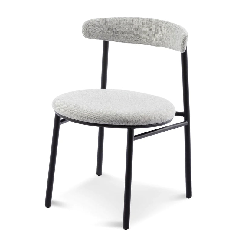 Calibre CDC6886-SD Fabric Dining Chair - Silver Grey with Black Legs
