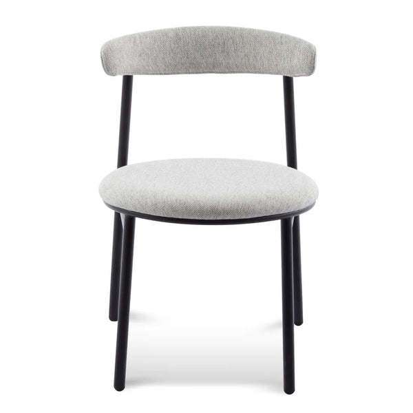 Calibre CDC6886-SD Fabric Dining Chair - Silver Grey with Black Legs