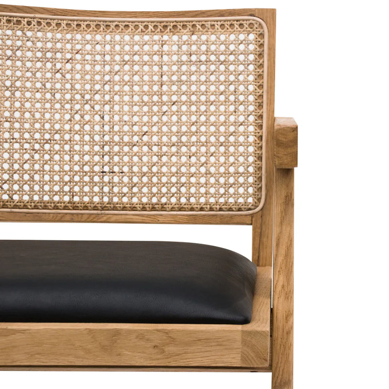 Calibre CDC6993-CH Rattan Dining Chair - Natural with Black Seat
