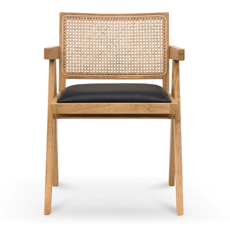 Calibre CDC6993-CH Rattan Dining Chair - Natural with Black Seat