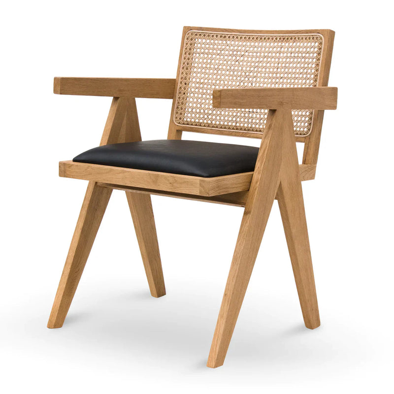 Calibre CDC6993-CH Rattan Dining Chair - Natural with Black Seat