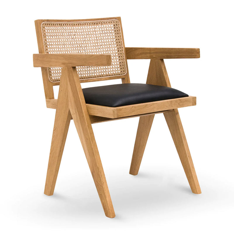 Calibre CDC6993-CH Rattan Dining Chair - Natural with Black Seat