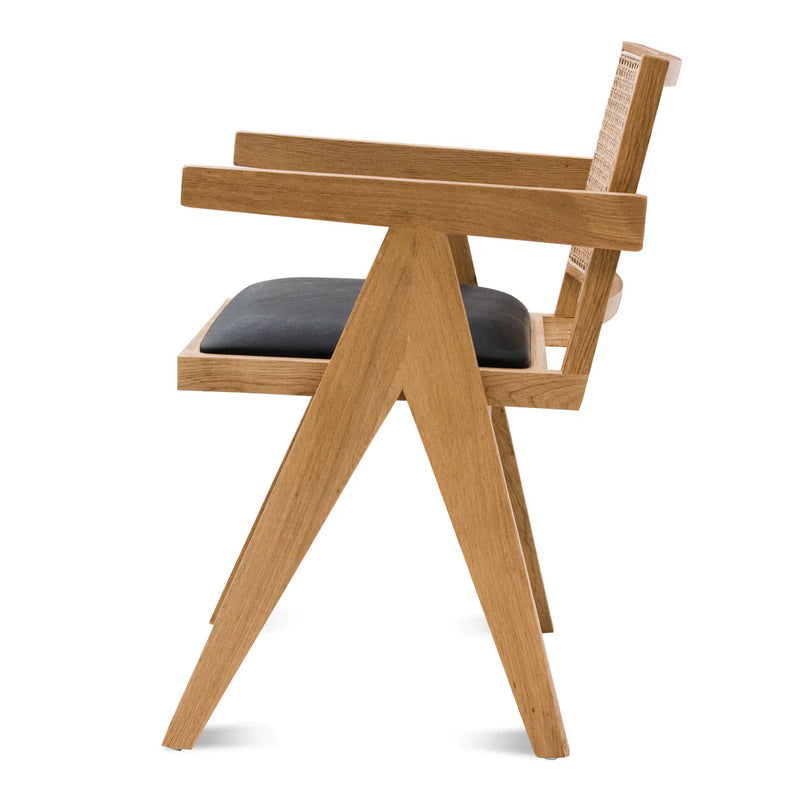 Calibre CDC6993-CH Rattan Dining Chair - Natural with Black Seat