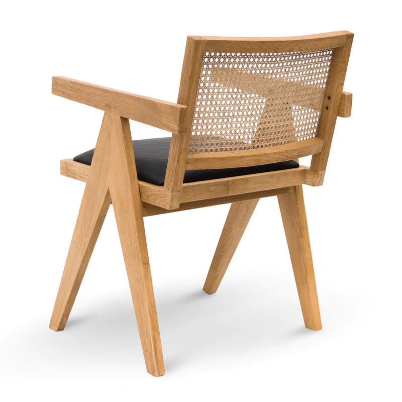 Calibre CDC6993-CH Rattan Dining Chair - Natural with Black Seat