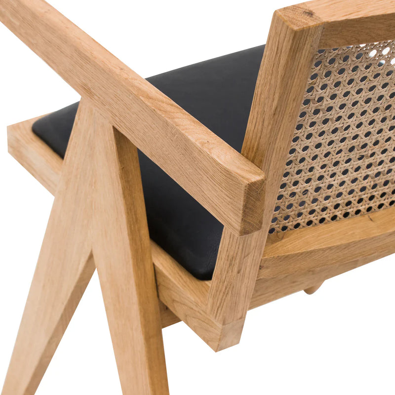 Calibre CDC6993-CH Rattan Dining Chair - Natural with Black Seat