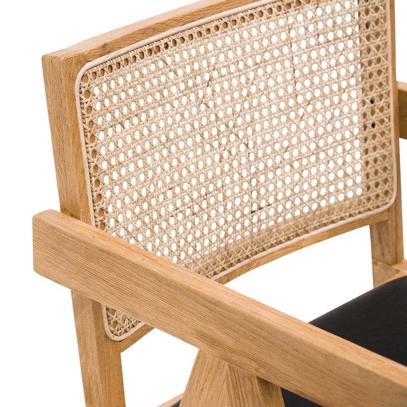 Calibre CDC6993-CH Rattan Dining Chair - Natural with Black Seat