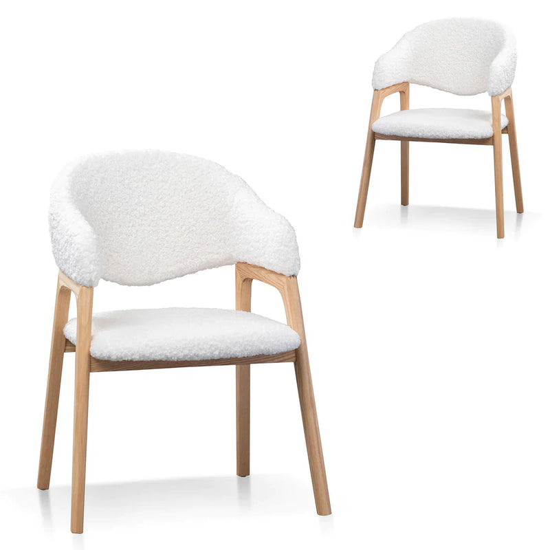 Calibre CDC8036-DW Dining Chair - White Synthetic Wool (Set of 2)