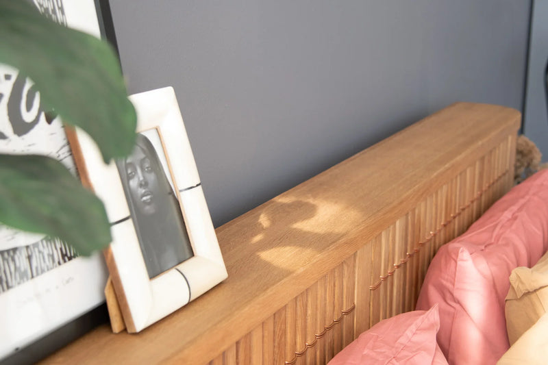 Koppar King Bed Frame With Mini Storage - White Oak