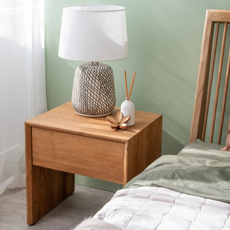 Jodoh Spindle Bedside Plain Table 55cm - Teak