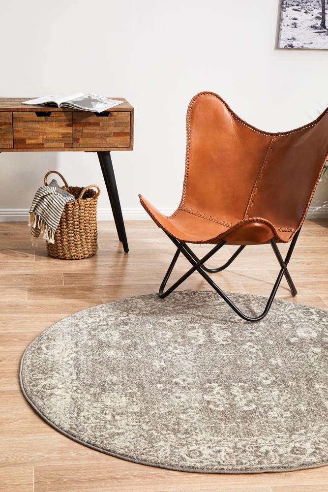 Evoke Grey Transitional Round Rug