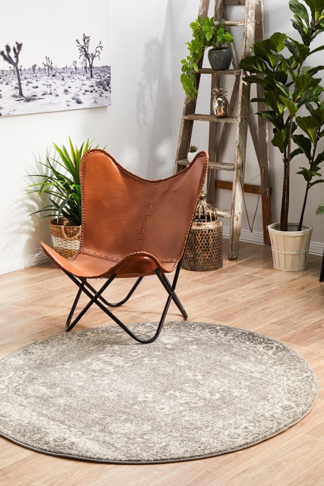 Evoke Grey Transitional Round Rug