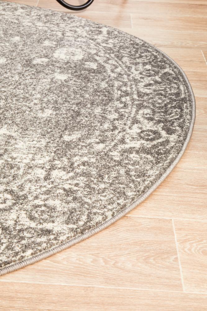 Evoke Grey Transitional Round Rug