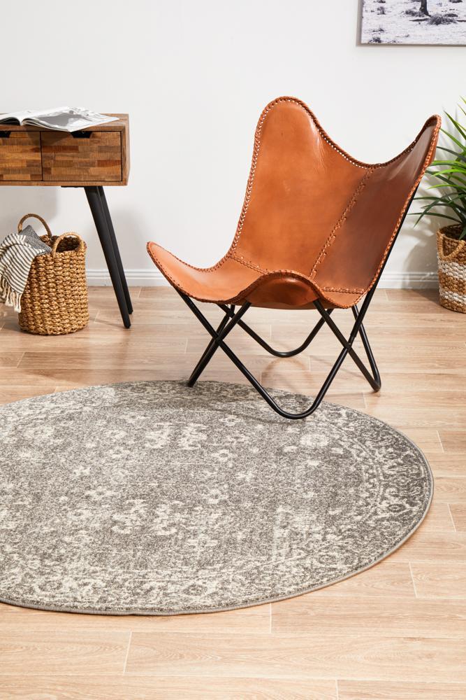 Evoke Grey Transitional Round Rug