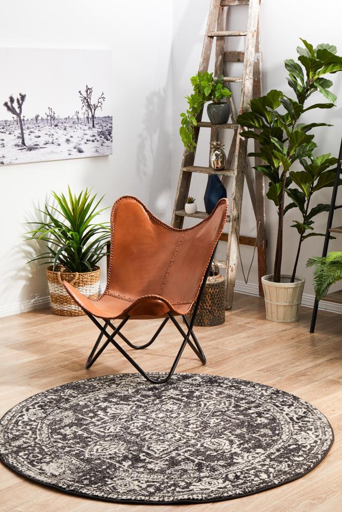 Evoke Charcoal Transitional Round Rug