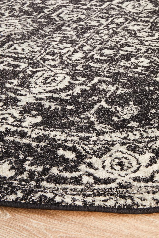 Evoke Charcoal Transitional Round Rug