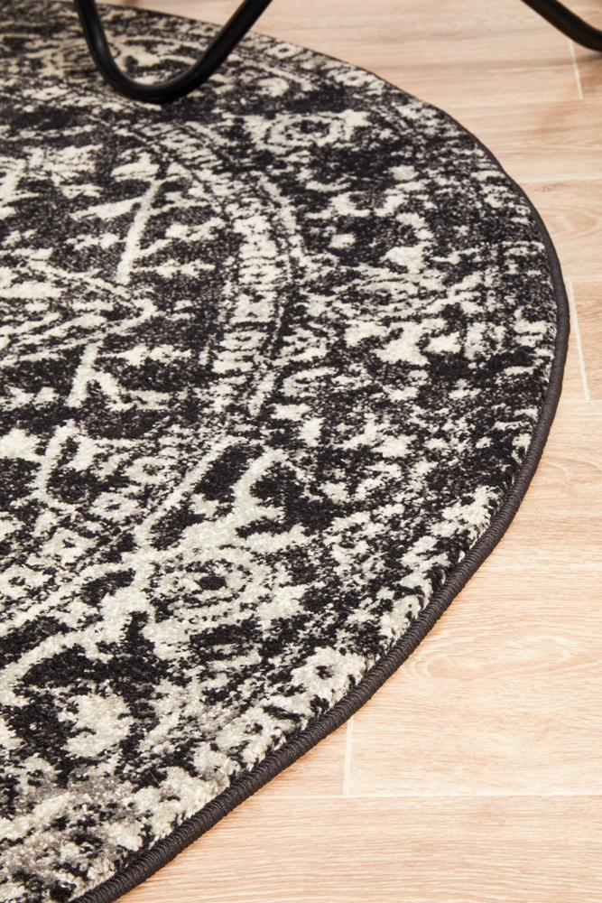 Evoke Charcoal Transitional Round Rug