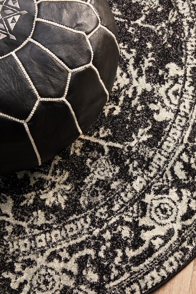 Evoke Charcoal Transitional Round Rug