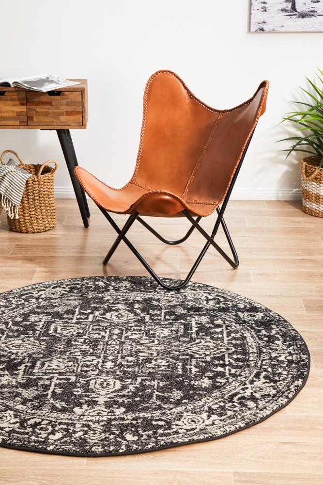 Evoke Charcoal Transitional Round Rug