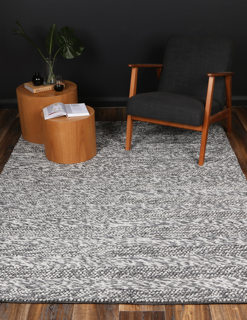 Zayna Ringlets Charcoal Wool Blend Rug