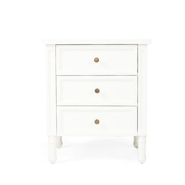 Hampton Cane Bedside Table – 3 Drawer – Whitley