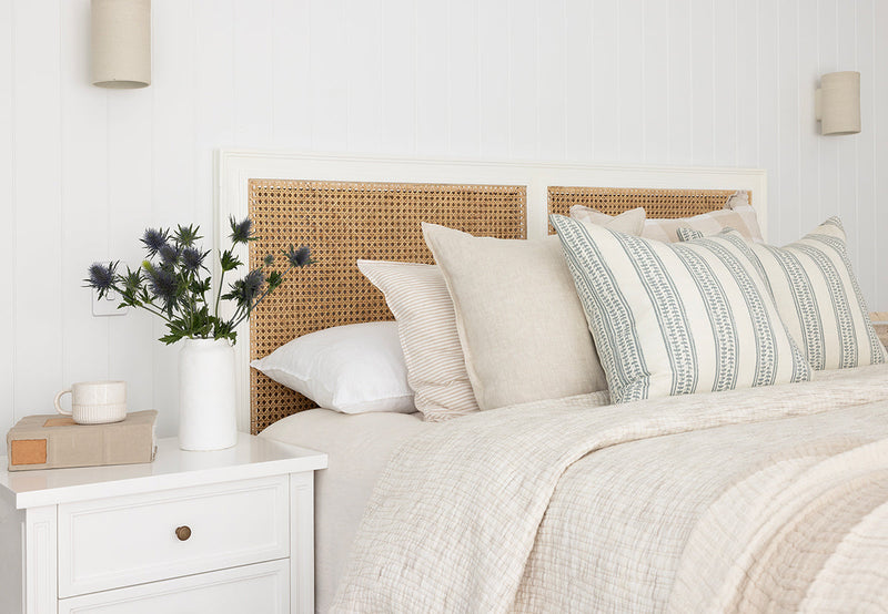 Hampton Cane Bedhead - Queen - White