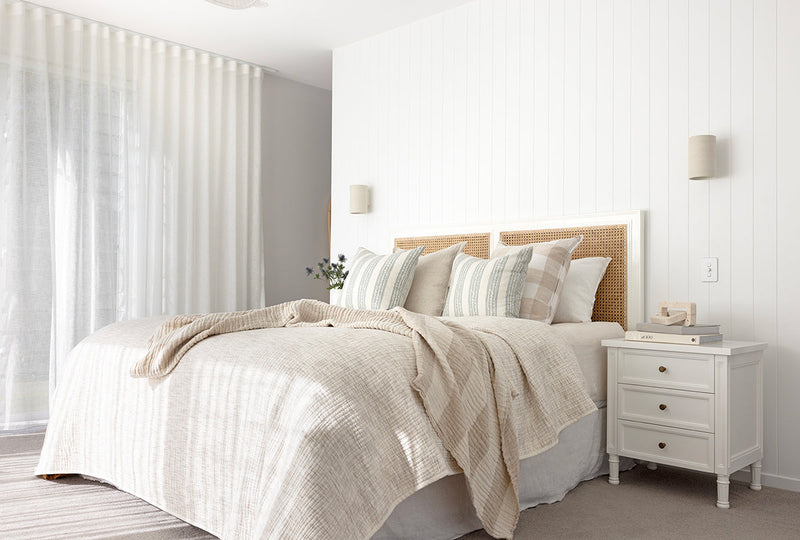 Hampton Cane Bedhead - Queen - White