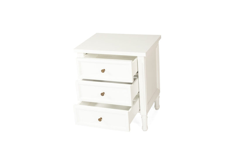 Hampton Cane Bedside Table – 3 Drawer – Whitley