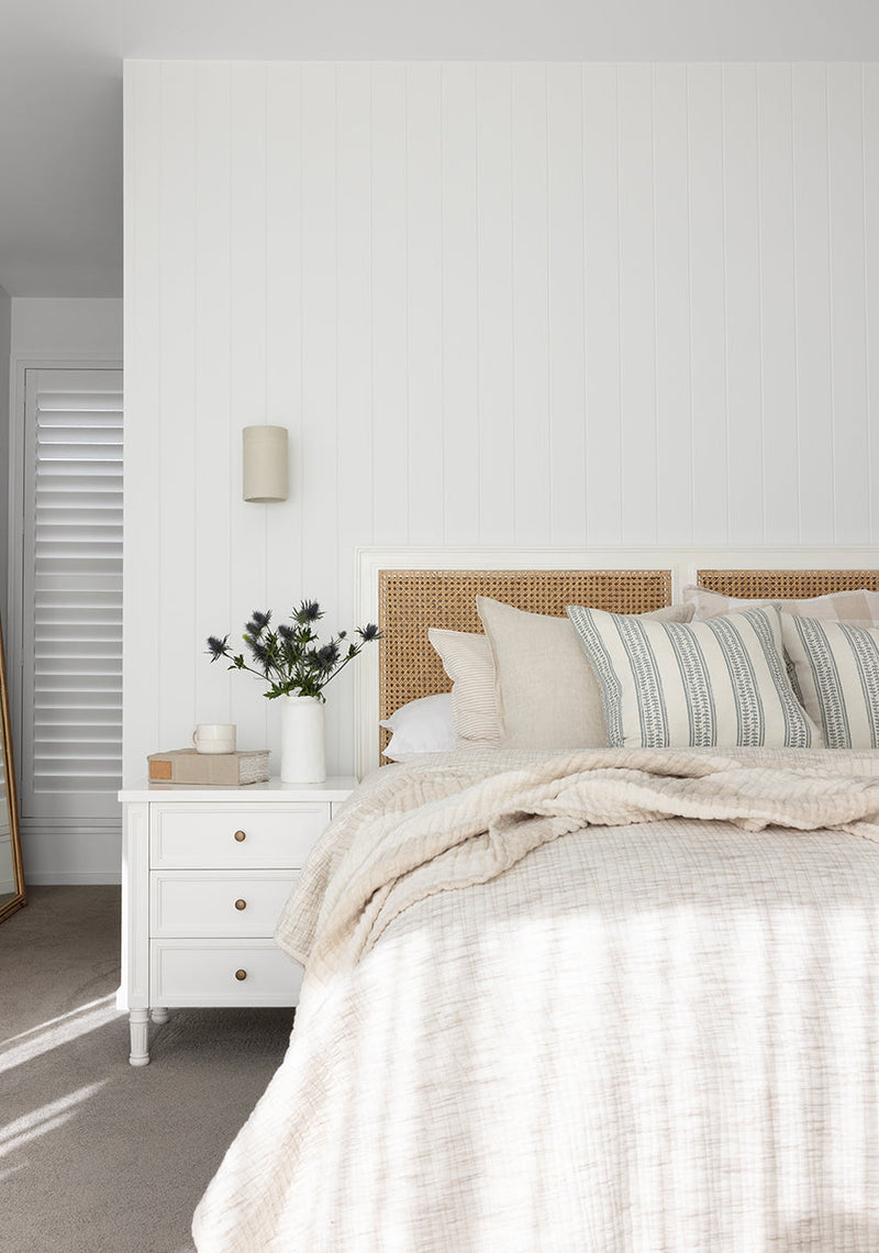 Hampton Cane Bedside Table – 3 Drawer – Whitley