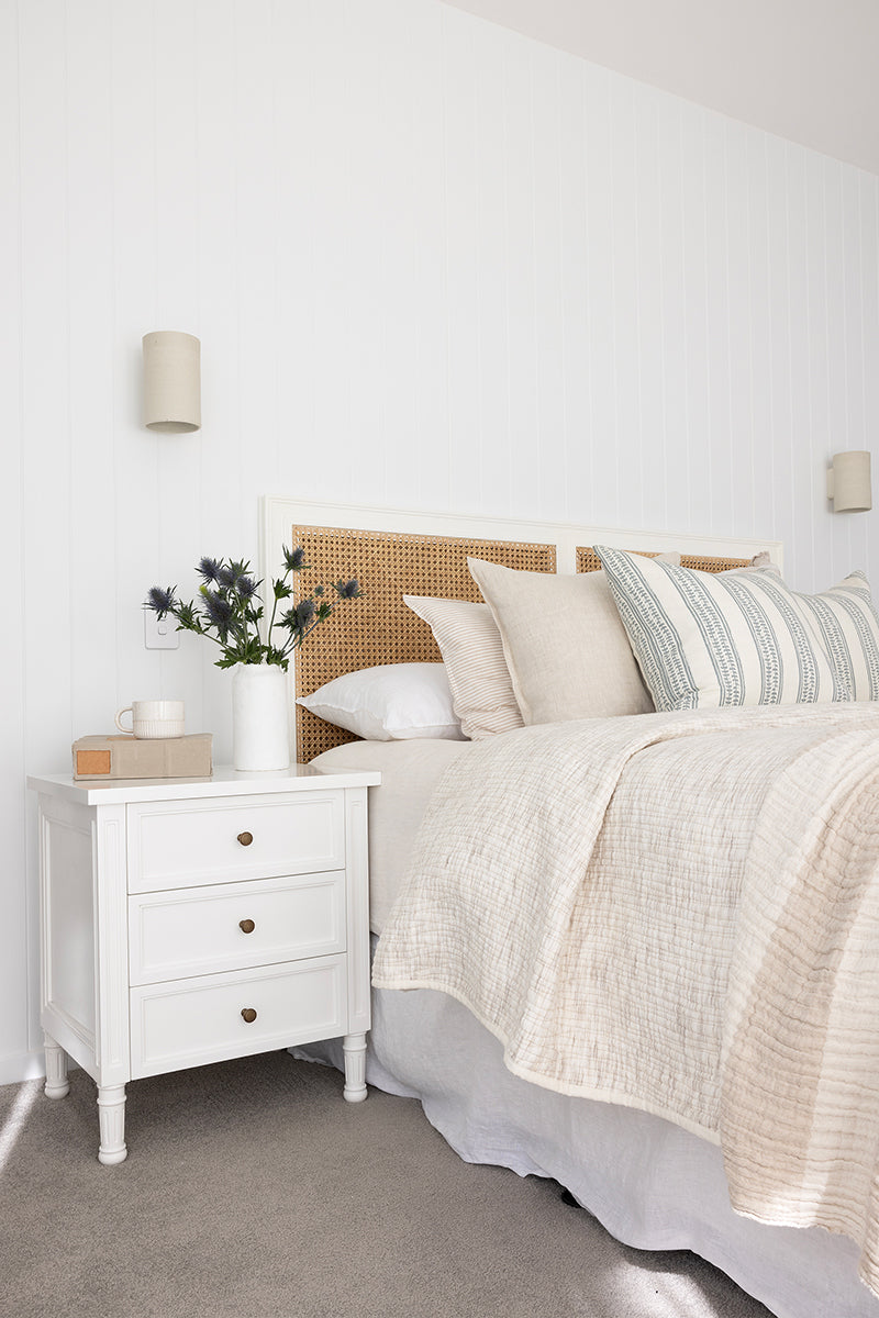 Hampton Cane Bedhead - Queen - White