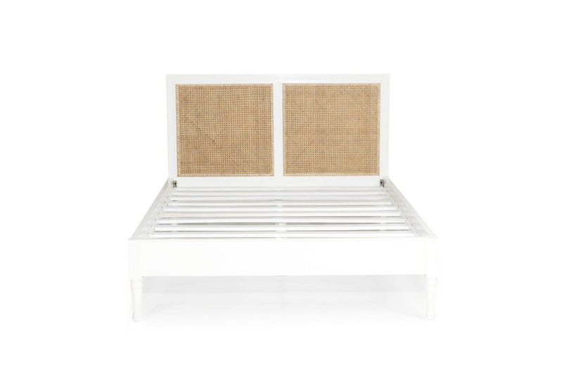 Hampton Cane Bed – King Size – Low End – White